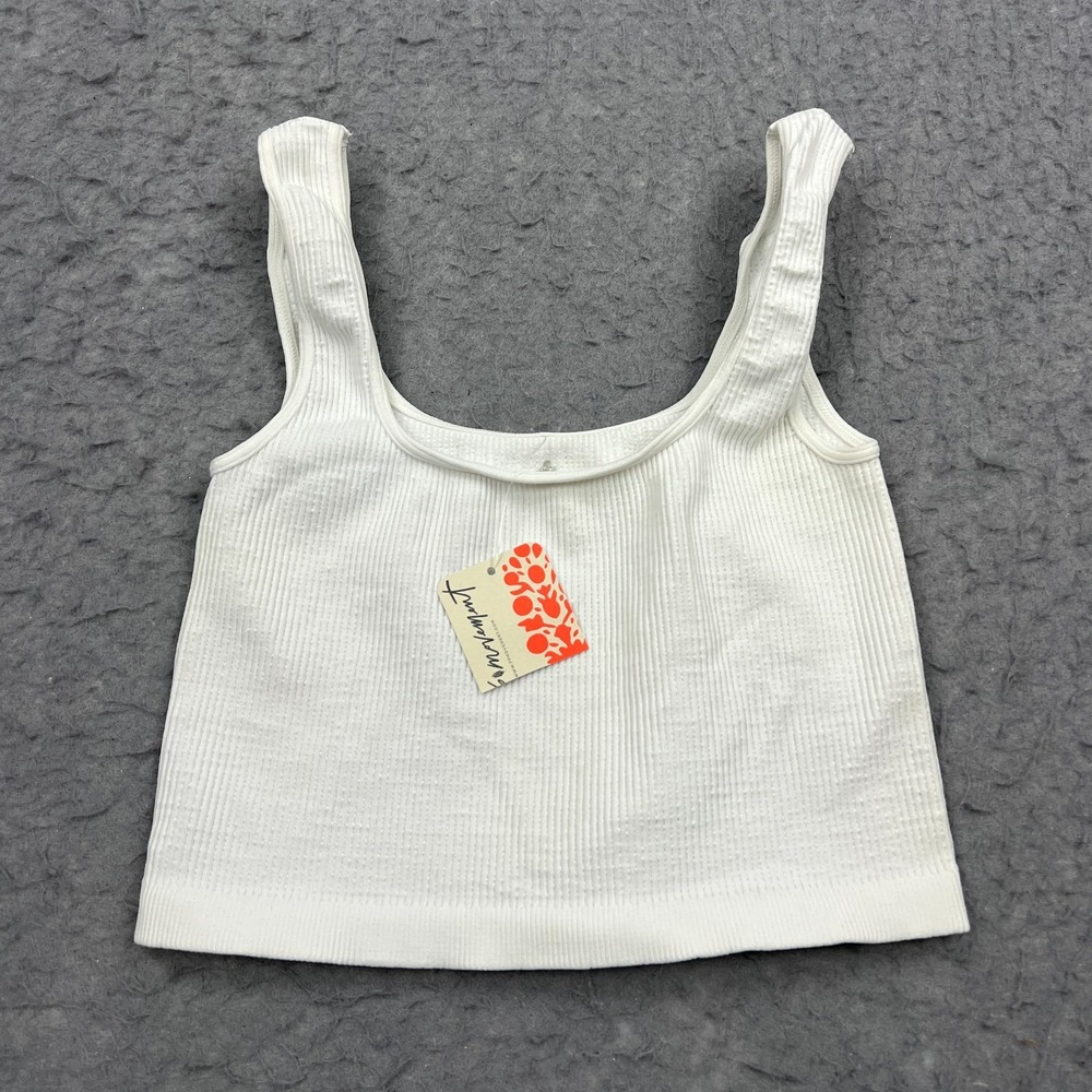 NEW Free People FP Movement Ribbed Tank Women's XS/S White Slim Stretch Crop Top